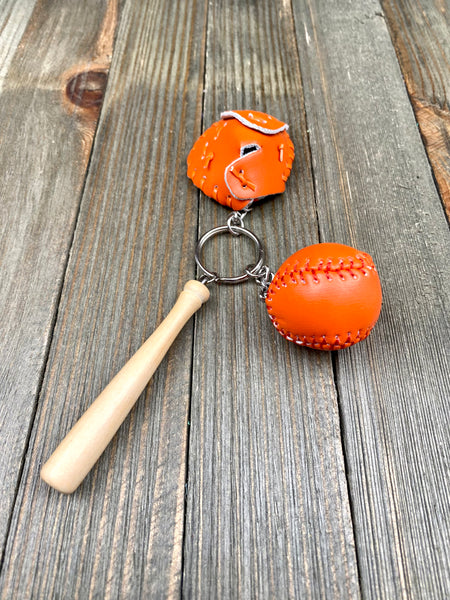 Baseball Bat Glove and ball set keychain. Wooden Baseball bat keychain. Baseball players keychain. Baseball coach keychain. Sports Fan keychain. Baseball lover’s keychain.