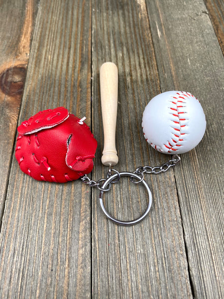 Baseball Bat Glove and ball set keychain. Wooden Baseball bat keychain. Baseball players keychain. Baseball coach keychain. Sports Fan keychain. Baseball lover’s keychain.