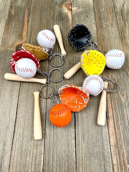 Baseball Bat Glove and ball set keychain. Wooden Baseball bat keychain. Baseball players keychain. Baseball coach keychain. Sports Fan keychain. Baseball lover’s keychain.