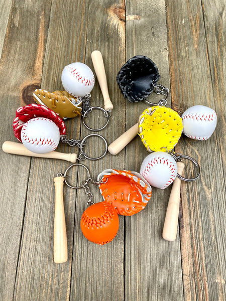 Baseball Bat Glove and ball set keychain. Wooden Baseball bat keychain. Baseball players keychain. Baseball coach keychain. Sports Fan keychain. Baseball lover’s keychain.