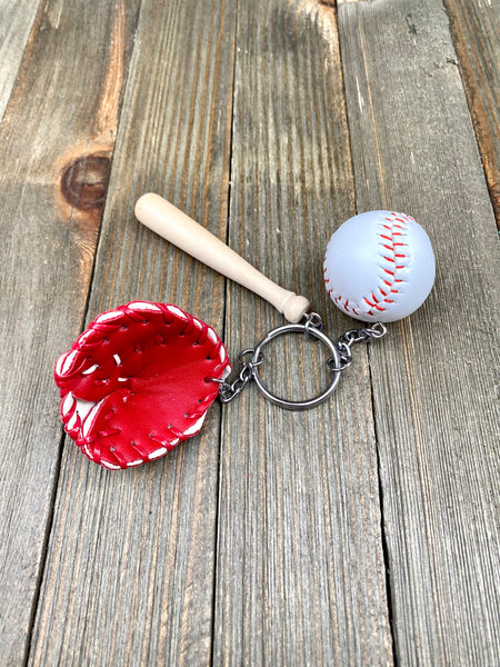 Baseball Bat Glove and ball set keychain. Wooden Baseball bat keychain. Baseball players keychain. Baseball coach keychain. Sports Fan keychain. Baseball lover’s keychain.