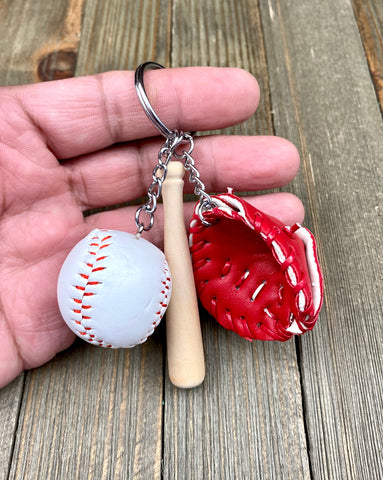 Baseball Bat Glove and ball set keychain. Wooden Baseball bat keychain. Baseball players keychain. Baseball coach keychain. Sports Fan keychain. Baseball lover’s keychain.