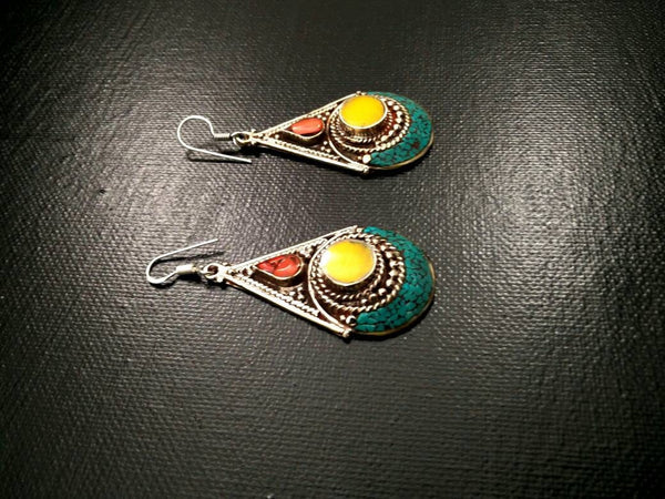 Vintage Handmade Earrings Afghan Kuchi Tribal Jewelry Boho Gypsy Belly Dancing Hoop Earrings Antique Nepali Indian Earrings Banjara Earrings