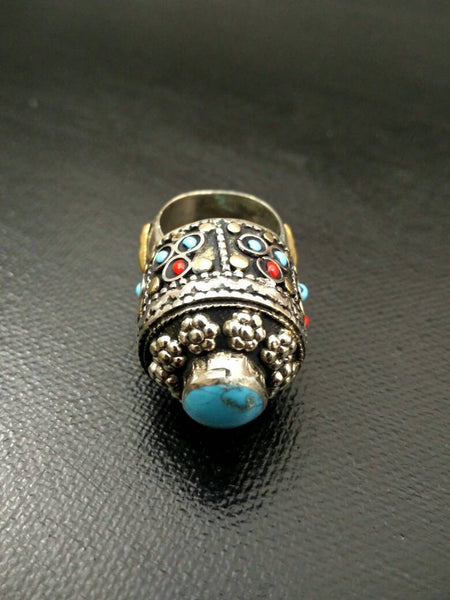 Vintage Style Handmade Ring Afghan Kuchi Tribal Jewelry Antique Design Banjara Boho Gypsy Indian Ethnic Woman Fashion Belly Dancing Jewelry