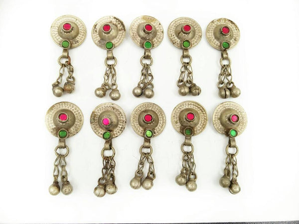 10 Kuchi Turkoman Buttons DIY Belly Dance Costume Supply Dress Design Tribal Afghan Kuchi Handmade Vintage Antique Bohemian Jewelry Findings