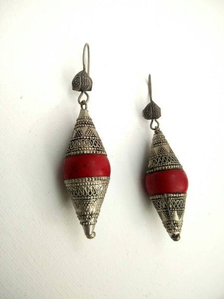 Vintage Handmade Earrings Afghan Kuchi Tribal Jewelry Boho Gypsy Earrings Antique Hoop Earrings Ethnic Indian Earrings Banjara Belly Dancing