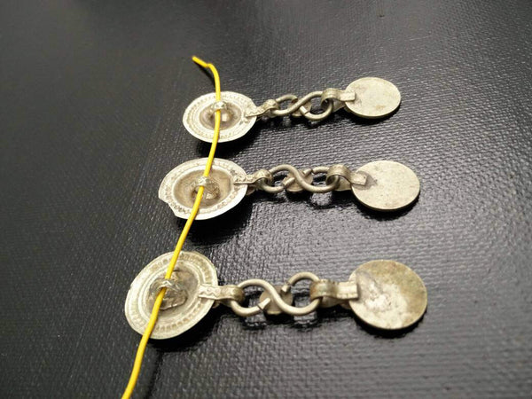 14 Vintage Turkoman Buttons DIY Findings Belly Dancing Costume Supply Dress Designing Tribal Kuchi Afghan Boho Handmade Rare Buttons Tassels