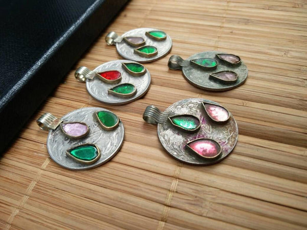 5 Large Almost Same Especially Selected Rare Vintage Coin Pendants DIY Boho Antique Belly Dance Costume Supply Kuchi Tribal Jewelry Findings