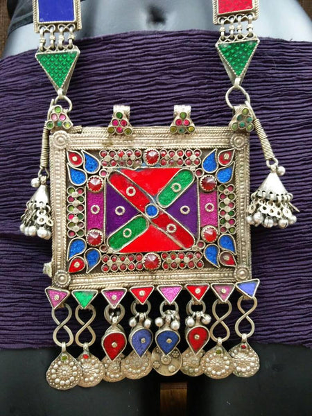 Afghan Tribal Very Rare Antique Traditional Big Long Pendant Necklace Vintage Handmade Kuchi Ethnic Boho India Banjara Belly Dancing Jewelry