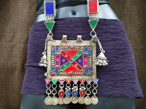 Afghan Tribal Very Rare Antique Traditional Big Long Pendant Necklace Vintage Handmade Kuchi Ethnic Boho India Banjara Belly Dancing Jewelry