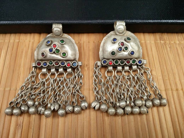 Pair Of Afghan Tribal Kuchi Pendant Handmade Antique Traditional Ethnic Vintage DIY Belly Dancing Costume Supply Bohemian Jewelry Findings.