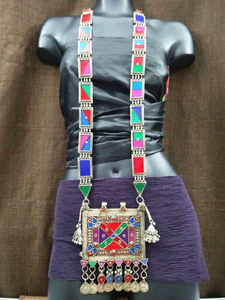 Afghan Tribal Very Rare Antique Traditional Big Long Pendant Necklace Vintage Handmade Kuchi Ethnic Boho India Banjara Belly Dancing Jewelry