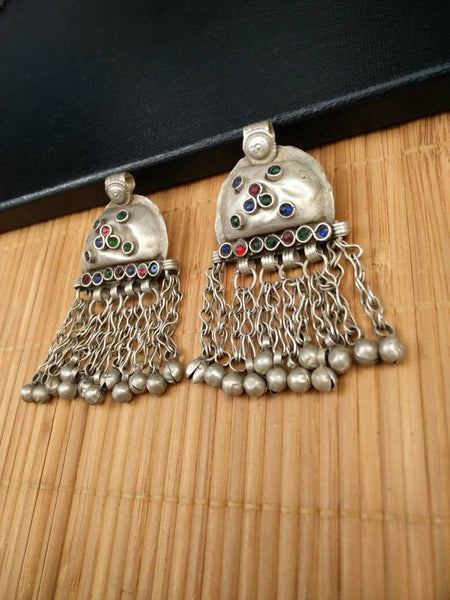 Pair Of Afghan Tribal Kuchi Pendant Handmade Antique Traditional Ethnic Vintage DIY Belly Dancing Costume Supply Bohemian Jewelry Findings.