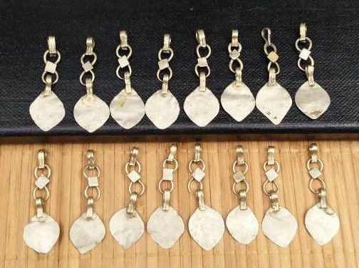 16 Vintage Charms DIY Findings Costume Supply Jewelry Making Parts Hanging Charms Dress Designing Tribal Kuchi Afghan Handmade DIY Findings.