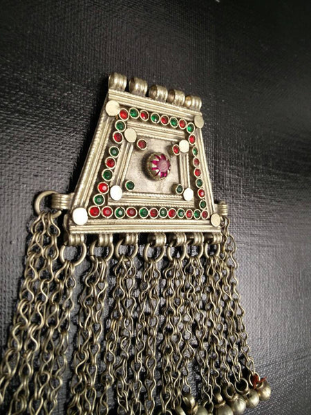 Afghan Tribal Kuchi Pendant Handmade Boho Gypsy Pendant Traditional Indian Banjara Pendant Beautiful Unique Ethnic Vintage Red  Pendant Gift