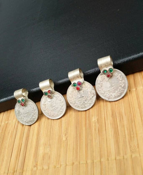 4 Almost Same Especially Selected Rare Vintage Coin Pendant DIY Boho Ethnic Antique Belly Dance Costume Supply Kuchi Tribal Jewelry Findings