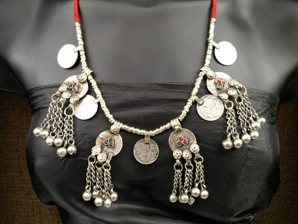 Afghan Tribal Necklace Traditional Vintage Antique Handmade Jewelry Kuchi Boho Necklace Ethnic Indian Belly Dance Jewelry Banjara Necklace.