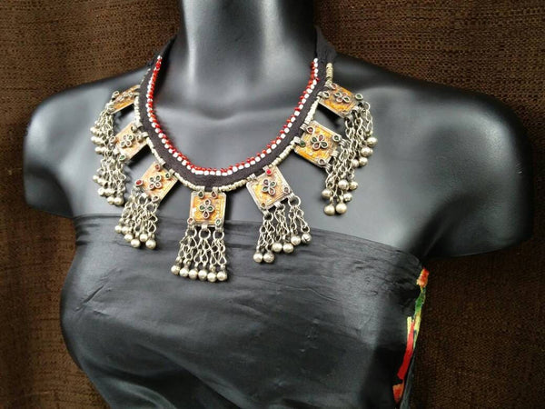 Afghan Tribal Necklace Traditional Vintage Antique Handmade Jewelry Kuchi Boho Ethnic Indian Banjara Woman Pendant Belly Dance Necklace.