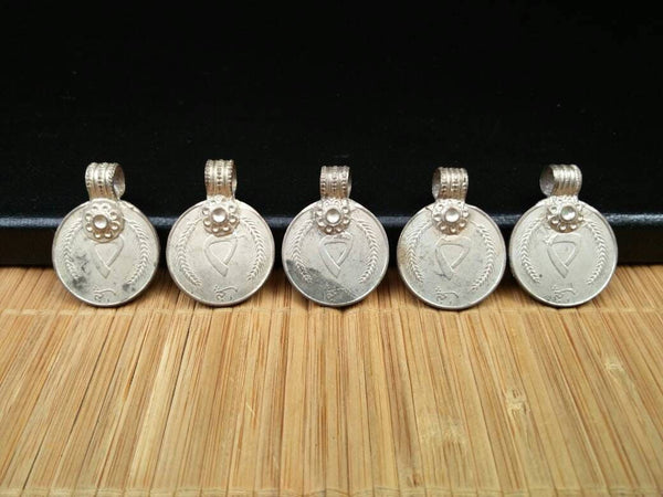 5 X Large Almost Same Especially Selected Rare Vintage Coin Pendant DIY Boho Antique Belly Dance Costume Supply Kuchi Tribal Jewelry Finding