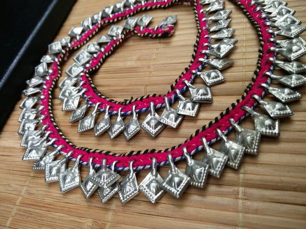 89 Charms Rare Trim With Silver Vintage Leaf Shape Charms DIY Chain Belly Dance Costume Banjara Dress Jewelry Supply Ethnic Kuchi Findings.