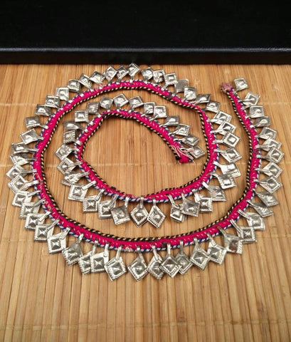 83 Charms Rare Trim With Silver Vintage Leaf Shape Charms DIY Chain Belly Dance Costume Banjara Dress Jewelry Supply Ethnic Kuchi Findings.