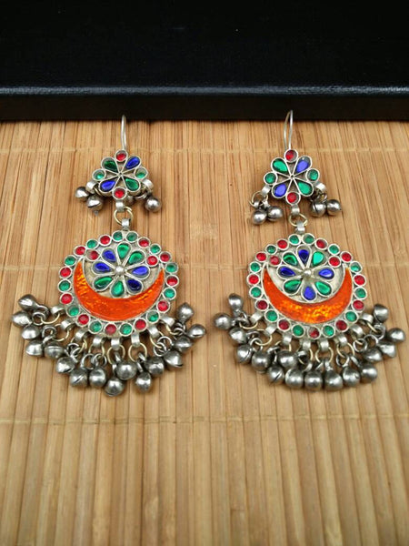 Vintage Handmade Earrings Afghan Kuchi Tribal Jewelry Boho Gypsy Hippie Belly Dancing Hoop Earrings Antique Indian Ethnic Banjara Earrings.