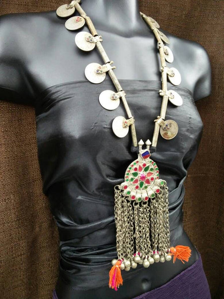 Afghan Tribal Traditional Necklace Vintage Handmade Kuchi Necklace Ethnic Boho Indian Banjara Turkish Nepal Unique Pendant Necklace Jewelry.