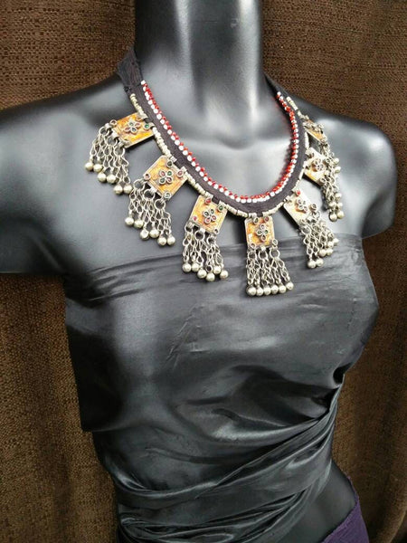 Afghan Tribal Necklace Traditional Vintage Antique Handmade Jewelry Kuchi Boho Ethnic Indian Banjara Woman Pendant Belly Dance Necklace.