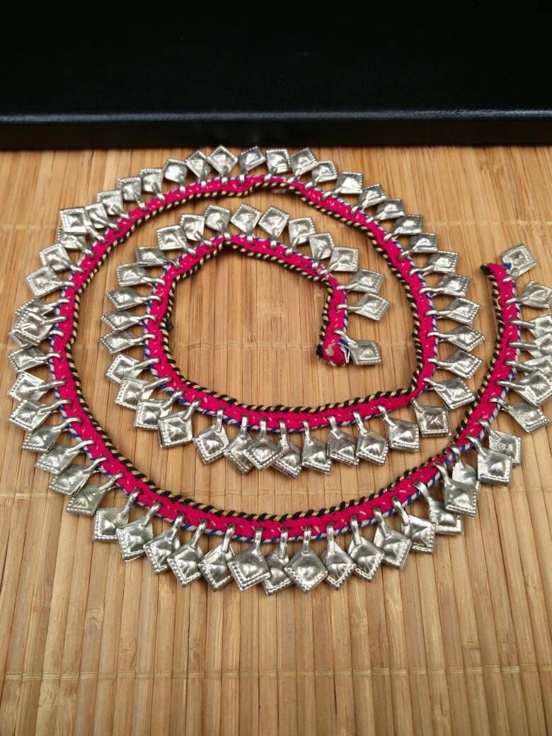 89 Charms Rare Trim With Silver Vintage Leaf Shape Charms DIY Chain Belly Dance Costume Banjara Dress Jewelry Supply Ethnic Kuchi Findings.