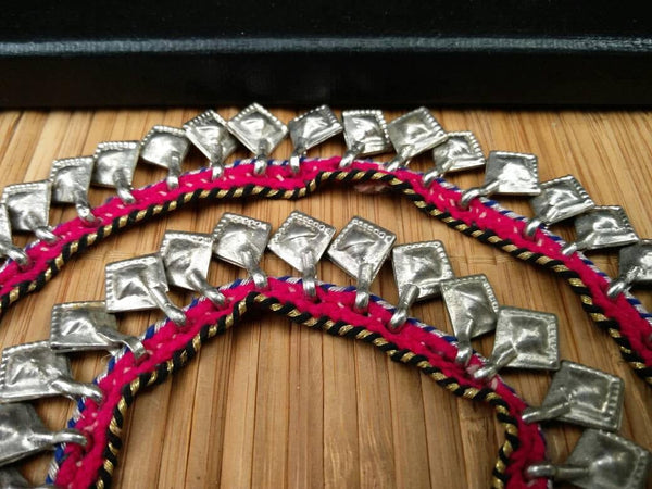 89 Charms Rare Trim With Silver Vintage Leaf Shape Charms DIY Chain Belly Dance Costume Banjara Dress Jewelry Supply Ethnic Kuchi Findings.