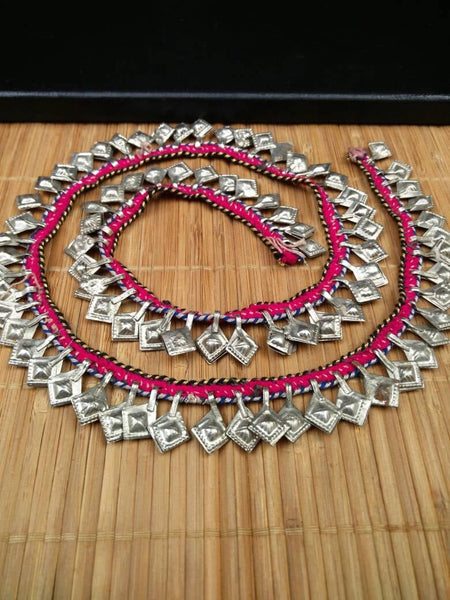 83 Charms Rare Trim With Silver Vintage Leaf Shape Charms DIY Chain Belly Dance Costume Banjara Dress Jewelry Supply Ethnic Kuchi Findings.