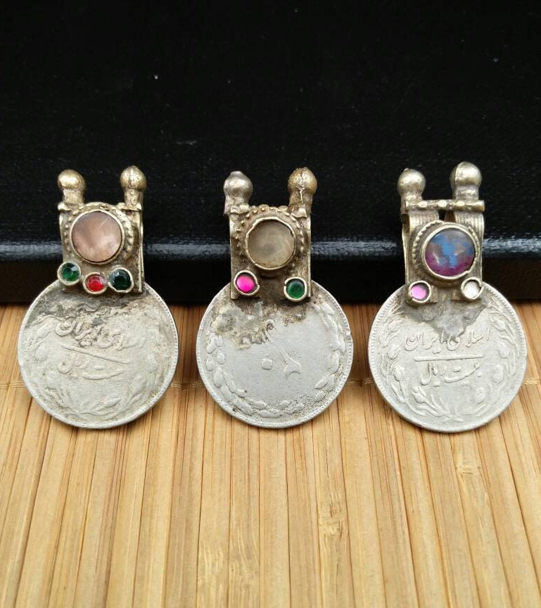 3 Large Almost Same Especially Selected Rare Vintage Coin Pendants DIY Boho Antique Belly Dance Costume Supply Kuchi Tribal Jewelry Findings