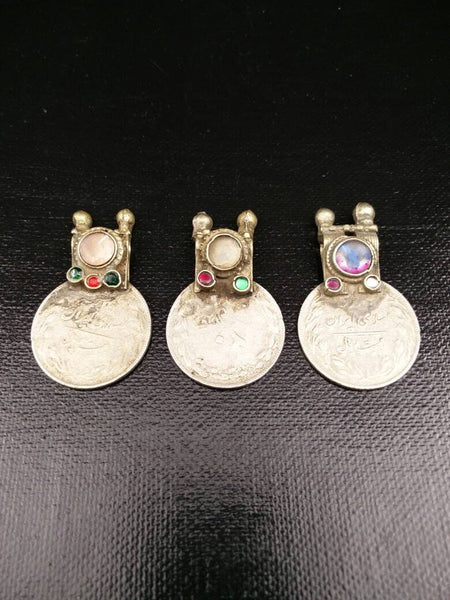 3 Large Almost Same Especially Selected Rare Vintage Coin Pendants DIY Boho Antique Belly Dance Costume Supply Kuchi Tribal Jewelry Findings