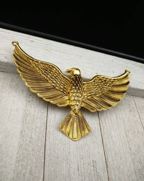 Huge Eagle Pendant Golden Color Big Wings Flying Eagle Bird Gothic Punk Unique Yoga Mala Party Statement Necklace Bohemian Jewelry Findings