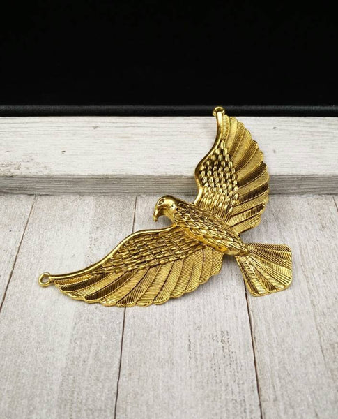 Huge Eagle Pendant Golden Color Big Wings Flying Eagle Bird Gothic Punk Unique Yoga Mala Party Statement Necklace Bohemian Jewelry Findings