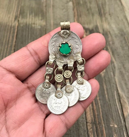 Vintage Coin Pendant DIY Belly Dancing Costume Supply Old Traditional Ethnic Antique Coin Charm Banjara Afghan Kuchi Tribal Bohemian Jewelry