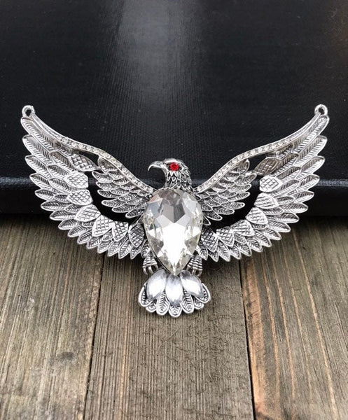 Huge Eagle Pendant Antique Silver Color Big Wings Flying Eagle Bird Gothic Punk Yoga Mala Party Statement Necklace Bohemian Jewelry Findings