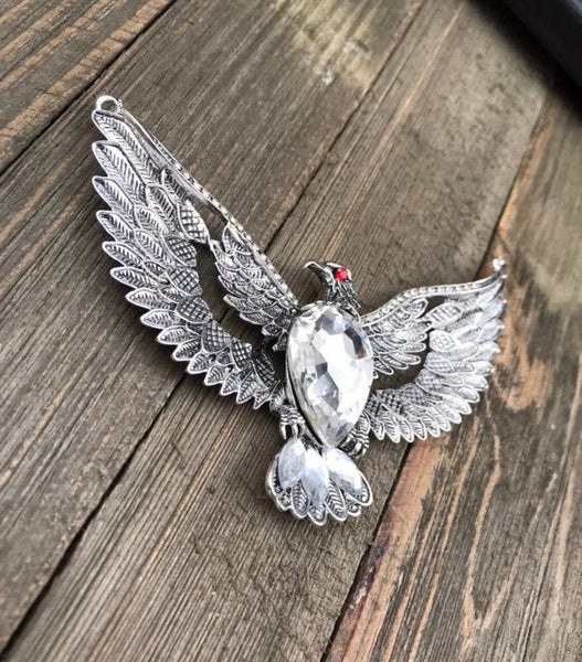 Huge Eagle Pendant Antique Silver Color Big Wings Flying Eagle Bird Gothic Punk Yoga Mala Party Statement Necklace Bohemian Jewelry Findings