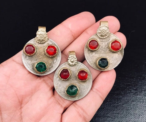 Set Of 3 Vintage Coins Pendants Belly Dancing Costume Supply Banjara Dress Designing Afghan Kuchi Tribal DIY Bohemian Jewelry Findings Gift.