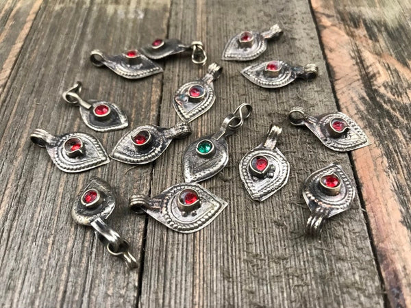 14 Silver Charms Belly Dance Costume Supply Dress Designing Tribal Kuchi Afghan Traditional Ethnic Handmade DIY Bohemian Jewelry Findings