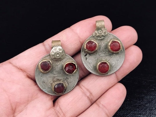 Pair Of Vintage Coins Pendants Belly Dancing Costume Supply Banjara Dress Designing Afghan Kuchi Tribal DIY Bohemian Jewelry Findings Parts.
