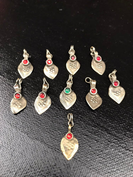 10 Silver Charms Belly Dance Costume Supply Dress Designing Tribal Kuchi Afghan Traditional Ethnic Handmade DIY Bohemian Jewelry Findings