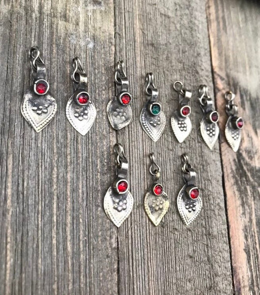 10 Silver Charms Belly Dance Costume Supply Dress Designing Tribal Kuchi Afghan Traditional Ethnic Handmade DIY Bohemian Jewelry Findings