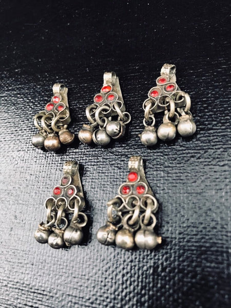 5 Vintage Charms Belly Dancing Costume Supply Antique Pendants Banjara Dress Designing Tribal Kuchi Afghan DIY Bohemian Jewelry Findings.