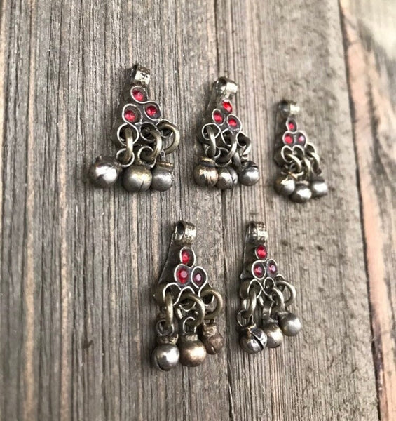 5 Vintage Charms Belly Dancing Costume Supply Antique Pendants Banjara Dress Designing Tribal Kuchi Afghan DIY Bohemian Jewelry Findings.