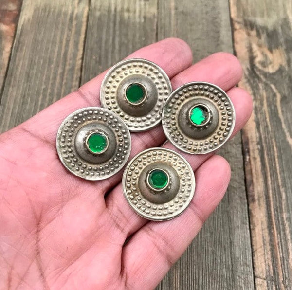 4 Almost Same Similar Vintage Buttons Belly Dancing Costume Supply Dress Tribal Kuchi Afghan Handmade Antique Bohemian Jewelry Findings