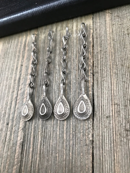 4 Silver Charms DIY Belly Dance Costume Supply Dress Design Tribal Kuchi Afghan Traditional Ethnic Handmade Bohemian Jewelry Findings Parts.