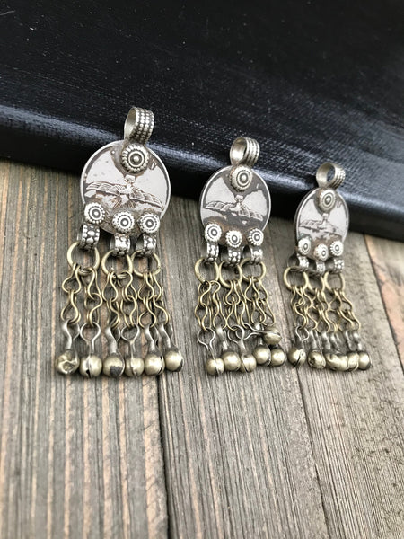 3 Vintage Coin Pendants DIY Belly Dancing Costume Supply Dress Design Antique Charms Banjara Afghan Kuchi Tribal Bohemian Jewelry Findings