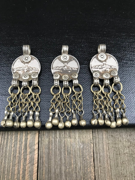 3 Vintage Coin Pendants DIY Belly Dancing Costume Supply Dress Design Antique Charms Banjara Afghan Kuchi Tribal Bohemian Jewelry Findings