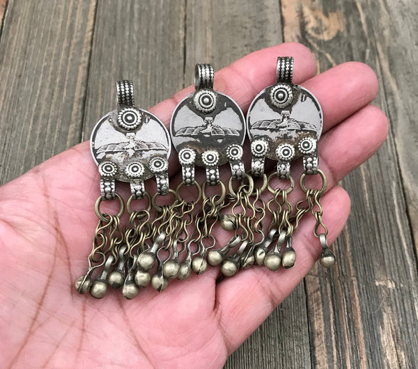 3 Vintage Coin Pendants DIY Belly Dancing Costume Supply Dress Design Antique Charms Banjara Afghan Kuchi Tribal Bohemian Jewelry Findings